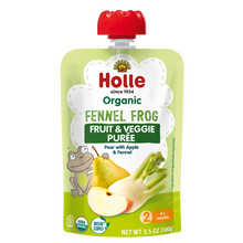 Load image into Gallery viewer, Holle Baby Food Pouches - Organic Fruit &amp; Veggie Puree - Fennel Frog
